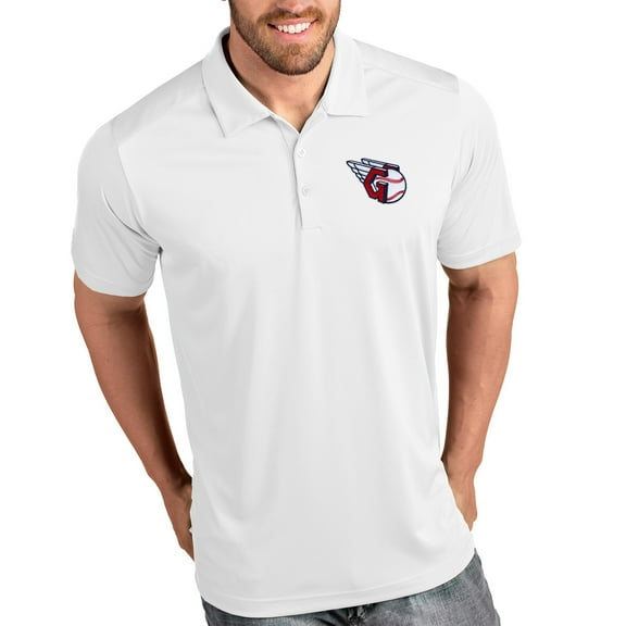Men's Antigua White Cleveland Guardians Tribute Polo