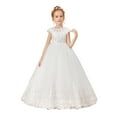 thumbnail image 3 of Cap Sleeve Flower Girl Dress for First Communion Wedding Tulle Pageant Prom Ball Gown Special Occasions (14 -15Years）, 3 of 10