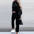 thumbnail image 6 of MSJUHEG Two Piece Sets,Women Workout Sets 2 Piece,Women Sweats Set,Woman Jogger Set Women Fashion Casual Solid Shirt Round Neck Blouse Pocket Pant Suit Wide Leg Two Piece Set for Women Z Black S, 6 of 8