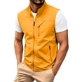 thumbnail image 3 of Awwp Men's Lightweight Vest Sleeveless Outdoor Work Jacket for Travel Hiking Running Multi-Pocket Utility Vest Yellow Size: 5Xl, 3 of 10