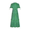thumbnail image 4 of SMihono Robe Maxi Bohème d'Été pour Femmes Grande Taille 2023 Robe Bohème Nœud devant Col en V Profond Manches Courtes Florale à Volants Décontractée Soirée Plage Robe Maxi Plage Robe d'Été, 4 of 4