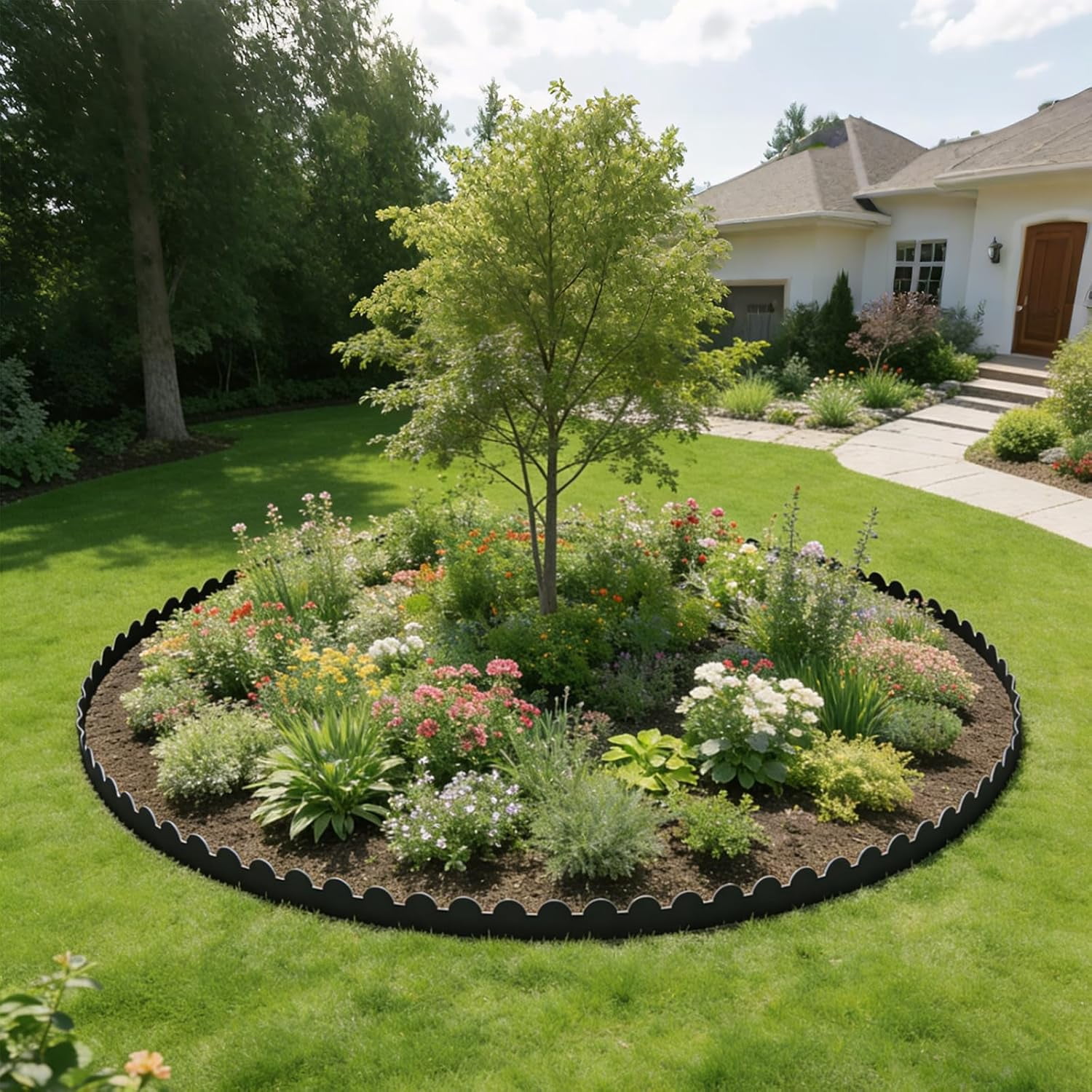 NEYCIL Landscape Edging 33ft, 4in Tall Garden Edging with 40pcs Spikes, Flexible Plastic Landscape Border for Grass, Yard, Flowerbeds, Gravel, Black