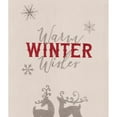 thumbnail image 2 of 27" x 18" Nordic Christmas "Winter Wishes" Sentiment Featuring Deer on Beige Background Christmas Holiday Cotton Kitchen Dish Towel, 2 of 4