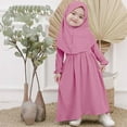 thumbnail image 2 of KDFJPTH Cute Outfits for Girls Abaya And Headscarf Set Pure Color Robe With Hijab Clothes Set, 2 of 8