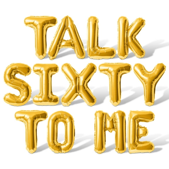 Letter Balloons - TALK SIXTY TO ME 16" Inch Alphabet Letters Foil Mylar Balloon 60th Birthday Party Banner (Gold)
