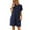 Navy Blue, variant on QINCAO Womens Dress Summer Casual Roll Up Sleeves T Shirt Dress Solid Color Round Neck Mini Dress With Side Pockets S-2XL
