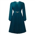 thumbnail image 2 of Vestido Midi para Mujer, Vestido de Iglesia, Moda, Cintura Alta, Vestido Informal de Negocios, Vestido de Cóctel con Cinturón Verde XXL, 2 of 10