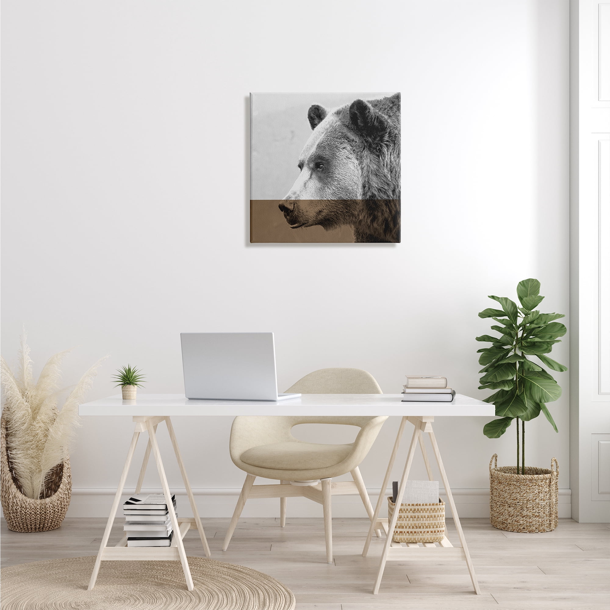 Stupell Industries Modern Woodland Bear Portrait Layered Geometrical Shapes, 24 x 24, Design by Sisa Jasper