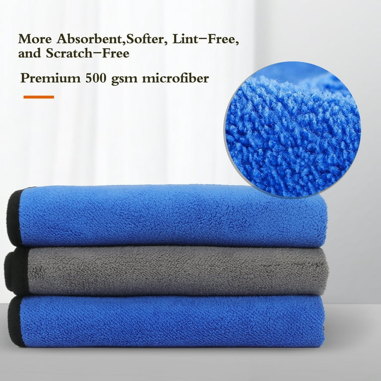 Microfiber Car Drying Towels 2-Pack, Cleaning Cloth (16x16, Blue