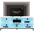 thumbnail image 3 of Fireplace TV Stand with LED Lights TV Console for TVs up to 70" Entertainment Center with Adjustable Glass Shelves White, 3 of 9