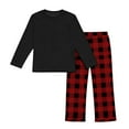 thumbnail image 6 of WRKEKC Girls Summer Outfits Plaid Long Sleeve Pants Two Piece Set Casual Daily Soft Cotton Comfortable 3-12 Years, 6 of 6