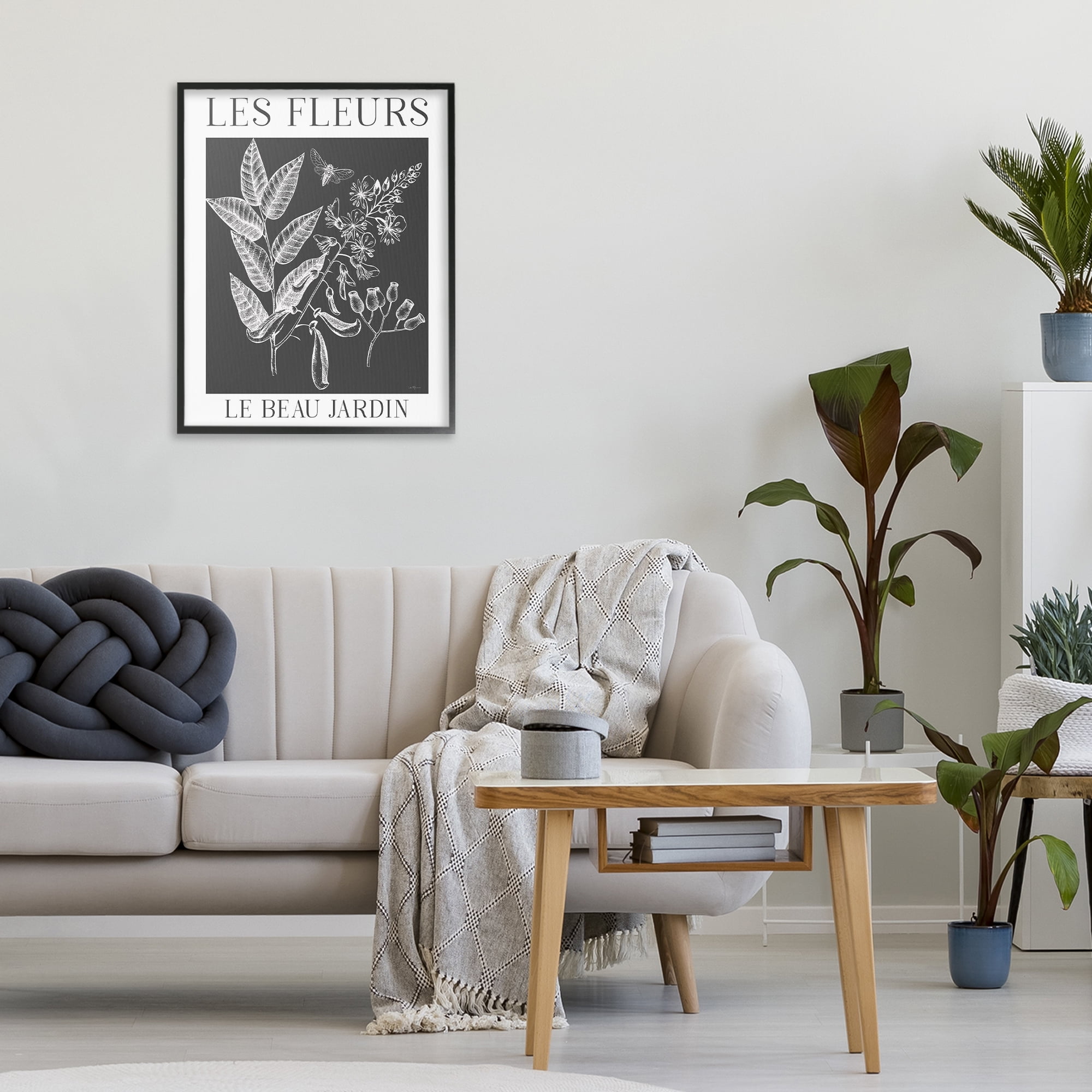 Stupell Industries Les Fleurs Black & White Contour Black Framed Giclee Art, design by Lux + Me Designs
