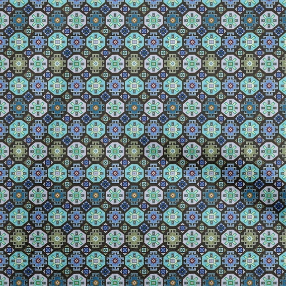 oneOone Cotton Poplin Black Fabric Asian Kilim Quilting Supplies Print Sewing Fabric By The Yard 42 Inch Wide