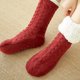 thumbnail image 2 of Calcetines forrados de felpa de punto grueso y cálido para mujer, medias para dormir suaves y peludas, de Color sólido, con Cable grueso de ganchillo, 2 of 5