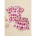 thumbnail image 2 of Nygoyerh Toddler Baby Girls Summer 2Pcs Outfits Flower Ice Cream Print Short Sleeve T-shirt with Shorts 6M 12M 18M 24M 3T 4T Kids Cute Short Pants Sets, 2 of 9