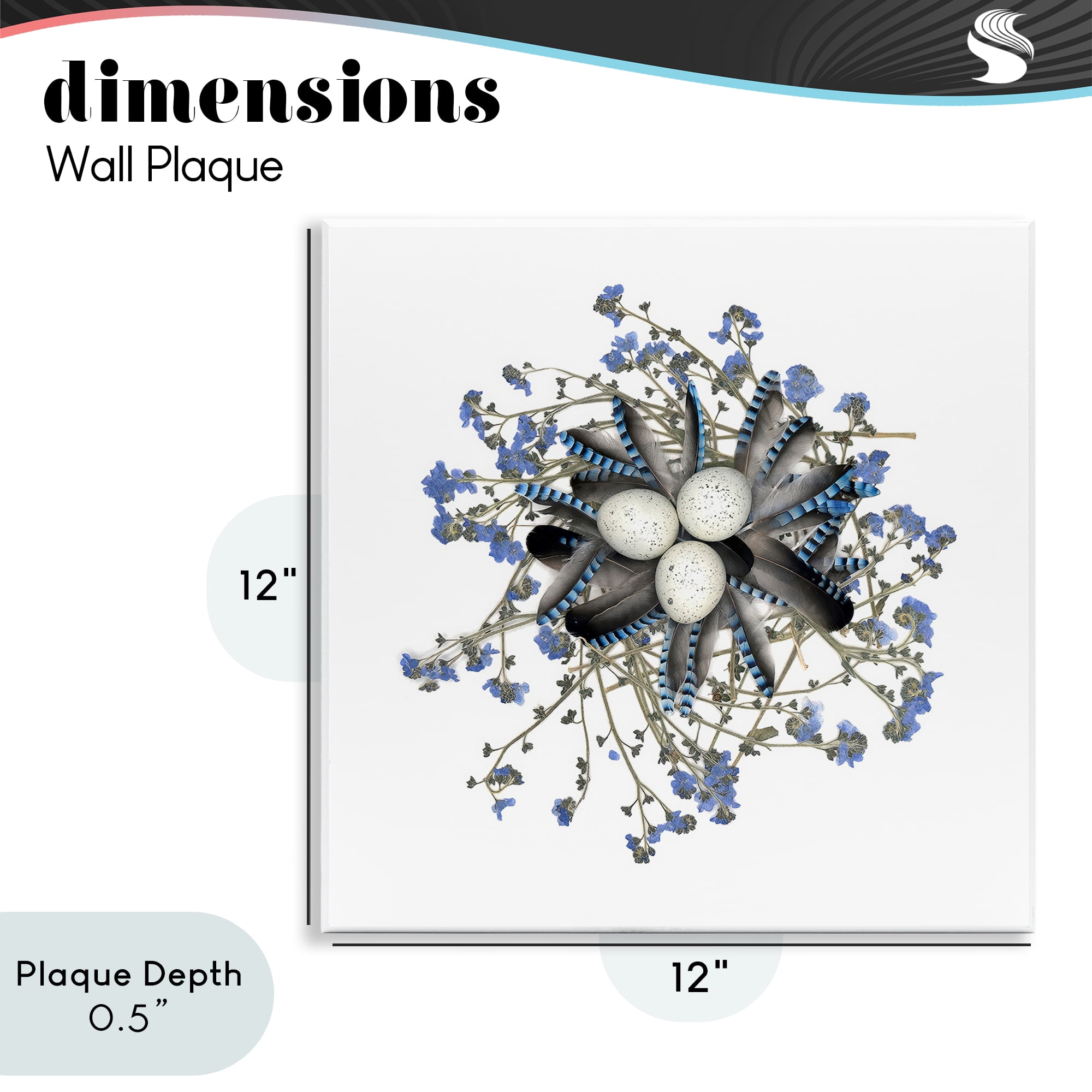 Stupell Industries Feathered Nest & Blue Florals Wall Plaque Art, design by Beth Adoette