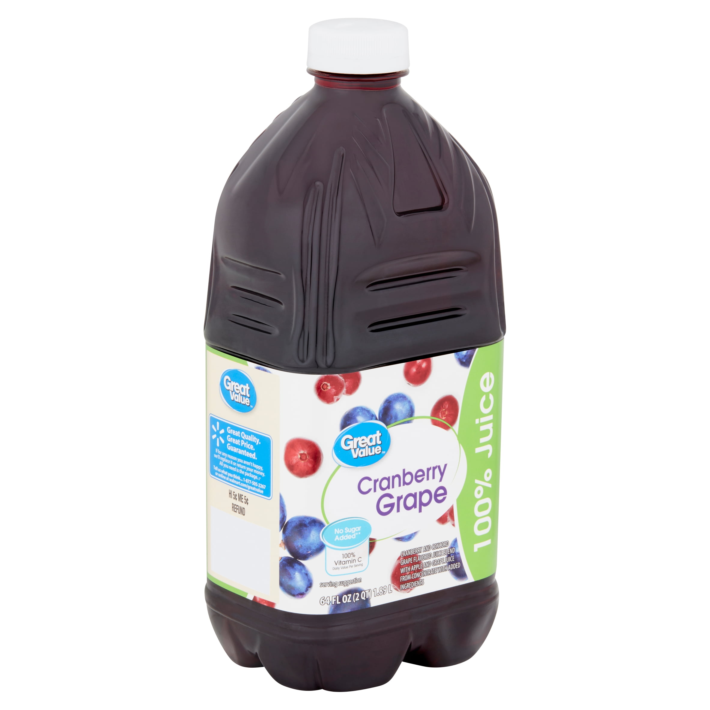 Great Value Cranberry Grape 100 Juice, 64 fl oz