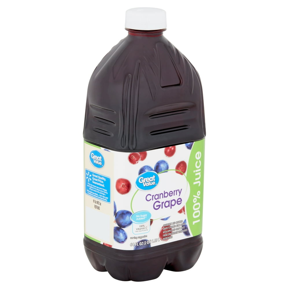 Great Value Cranberry Grape 100 Juice, 64 fl oz
