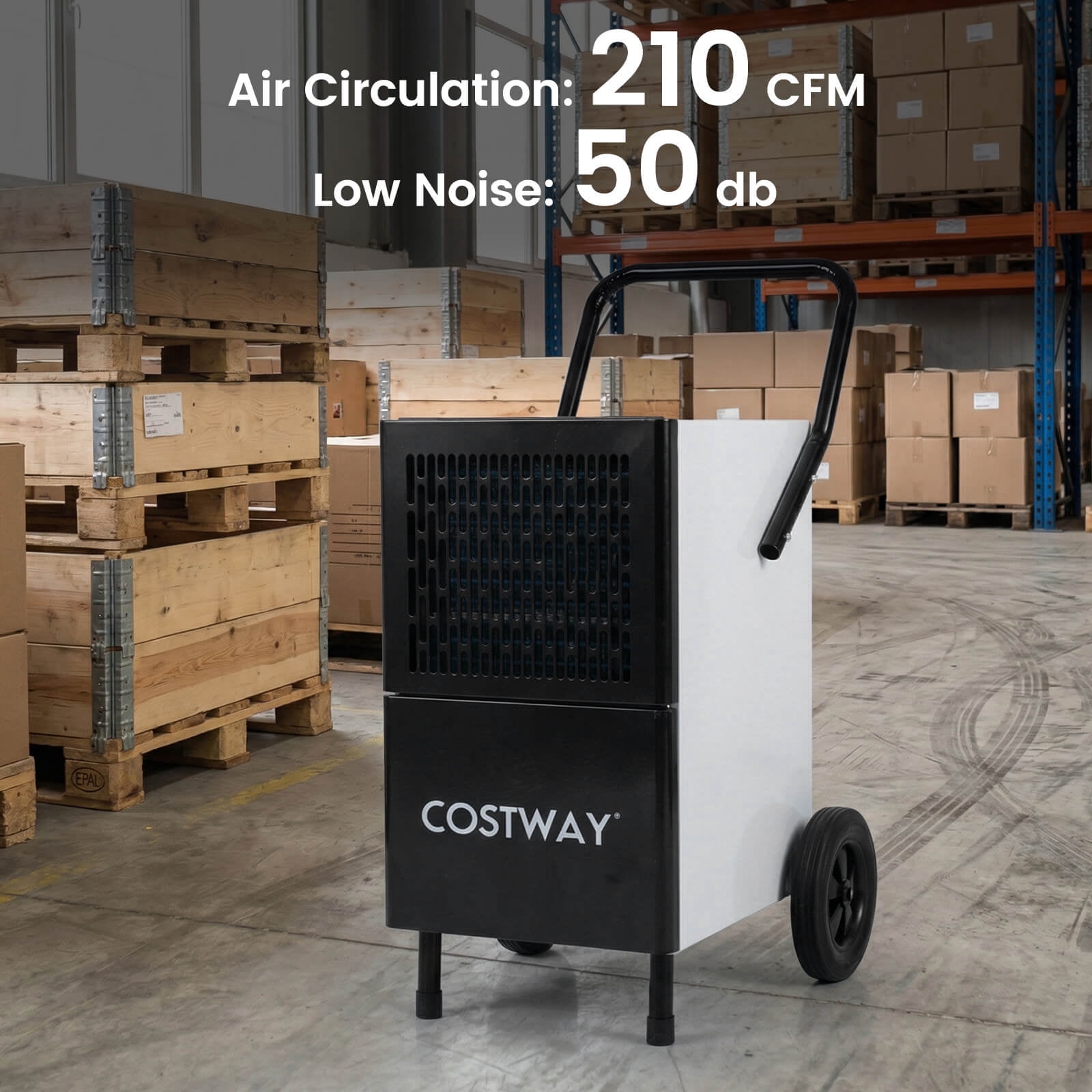 Costway 42-Pint(DOE) Dehumidifier with Built-in Pump, Drain Hose & Wheels White + Black 7500 Sq. ft Coverage Area (MAX 189Pint at 95°F, 90%RH)