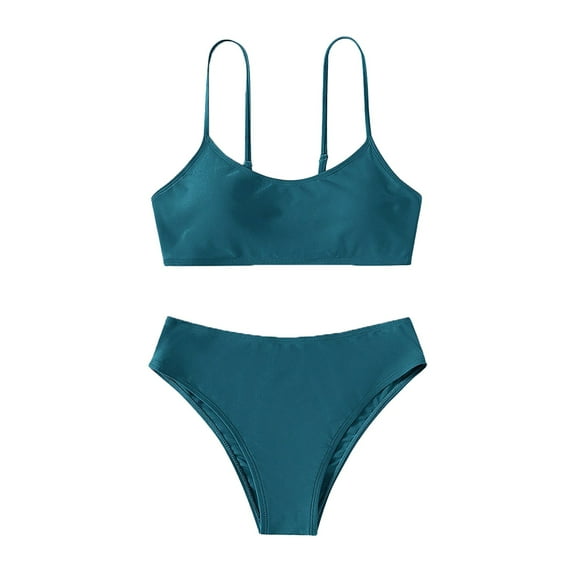 KAUOD Baby Girls Bikini Bathing Suits 2 Piece Solid Padded Strap Swimsuits Briefs Beachwear UPF 50  Lightweight Swimwear