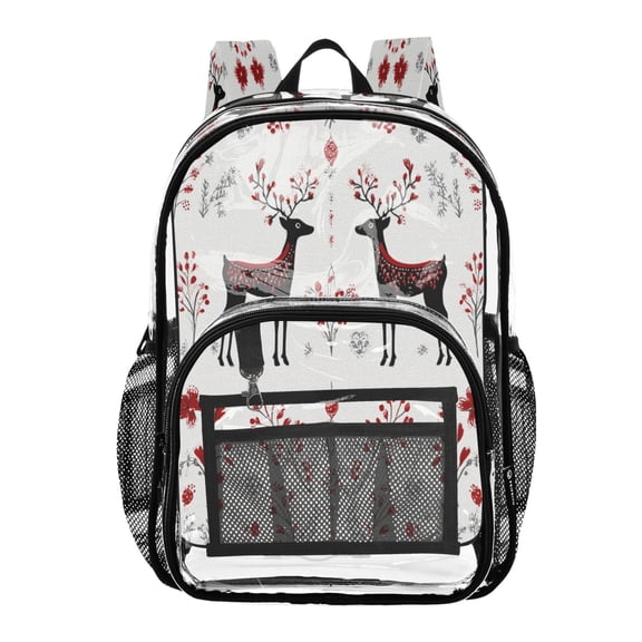 PVC Transparent Backpack Stylish & Durable Clear Backpack Perfect for School, Travel and Outings Reindeer Pattern