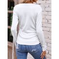 thumbnail image 2 of Solid V Neck T-Shirt, asymmetrical Hem Long Sleeve Top, Women's Clothing, 2 of 4