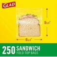 thumbnail image 2 of Glad Sandwich Bags, Fold-Top, 250 Count, BPA-Free, Microwave Safe, 2 of 3