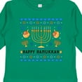 thumbnail image 4 of Inktastic Happy Hanukkah Sweater Style Design with Menorah and Dreidel Boys or Girls Long Sleeve Toddler T-Shirt, 4 of 5