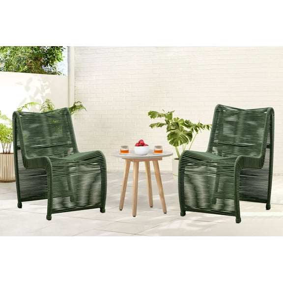 Lorenzo Rope Museum Chairs, Set of 2 - Olive Green