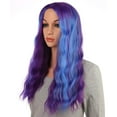 thumbnail image 5 of Long Curly Multi-Color Colorful Hair Full Wigs - Charming Lolita Cosplay Party Mal Wig For Women (Blue and Purple Highlights), 5 of 7