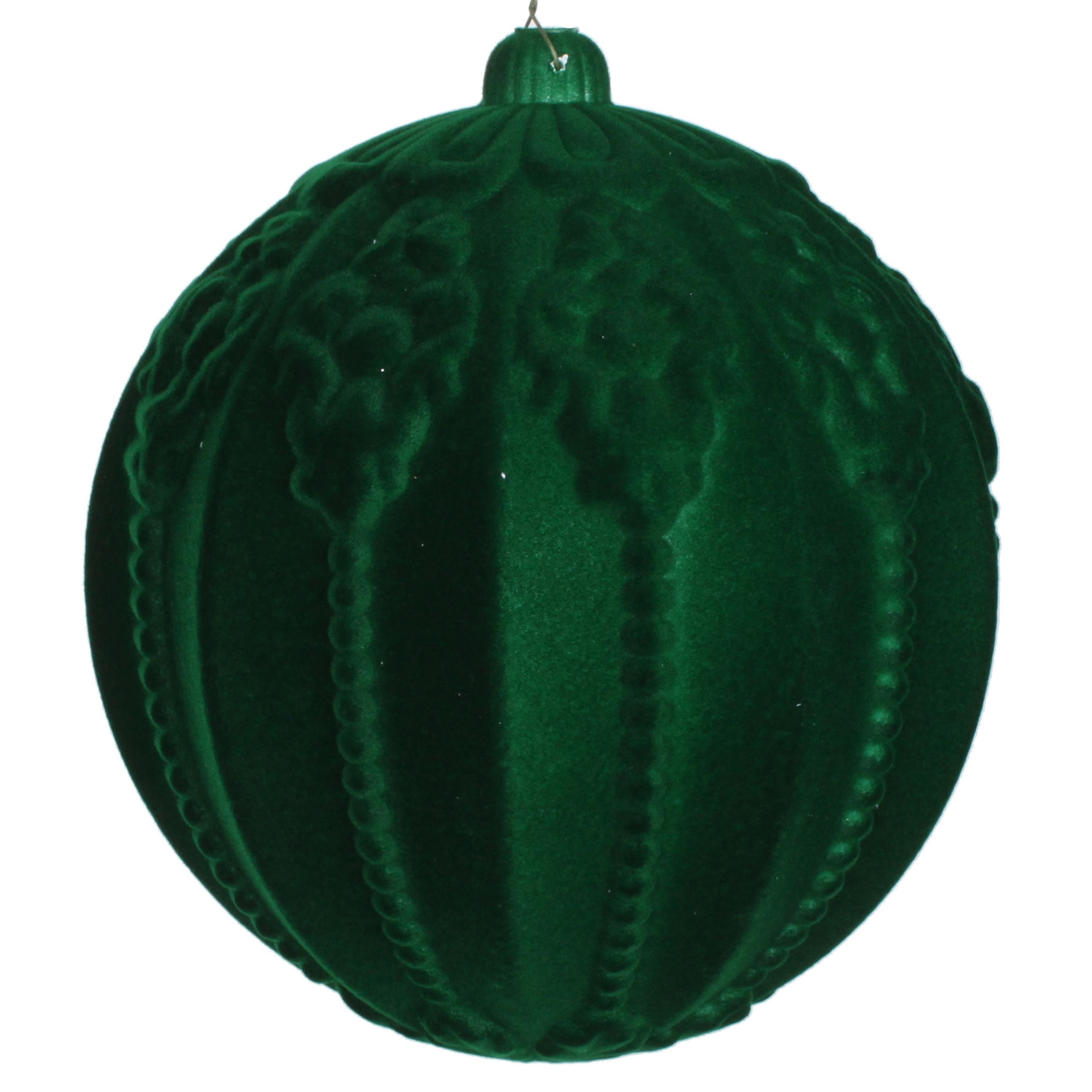 8" Moss Green Flocked Ball Ornament
