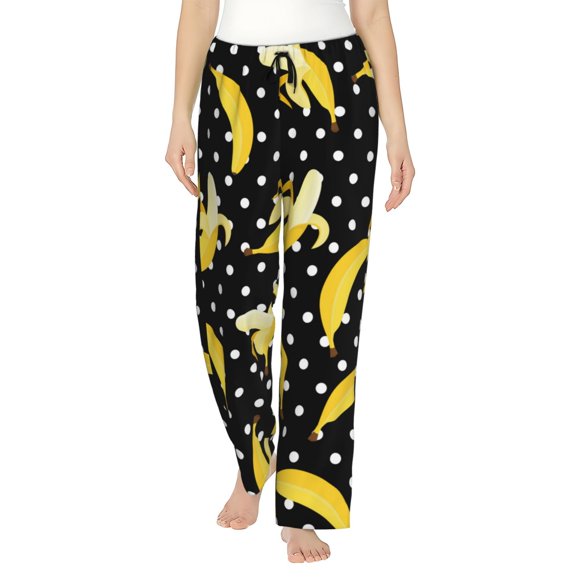 Fotbe Banana Pattern Women's Pajama Pants,Sleepwear Pants,Pj Bottoms Drawstring And Pockets-3X-Large