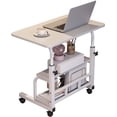 thumbnail image 3 of Adjustable Height Mobile Standing Desk – Compact Portable Laptop Table with Storage Shelves – Rolling Computer Desk for Home Office, Study, School – Ergonomic, with Wheels, White 60 x 40CM, 3 of 7