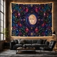 thumbnail image 6 of Personified Moon Face with Sunburst Against Navy Starry Sky, Mystical Celestial for Space Lovers, Ornate Holiday Art Decor Christmas Gift, Tapestry Wall Hanging for Bedroom and Living Room, 6 of 7
