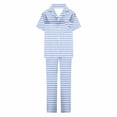 thumbnail image 5 of Tnhcen Women's Summer Plaid Two-piece Pajama Set Sleepwear Loungewear Button-Down Nightwear Homewear Sets S-2XL, 5 of 6