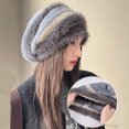 thumbnail image 2 of Diufon Women's Winter Knitted Hat Striped Fleece Thickened Warm Windproof Hats Ladies Plush Outdoor Ski Cap, 2 of 7