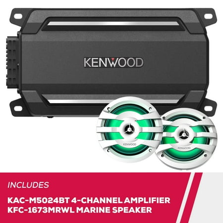 New Kenwood KAC-M5024BT 4-Channel Amplifier and KFC-1673MRWL 6.5" Marine Speaker