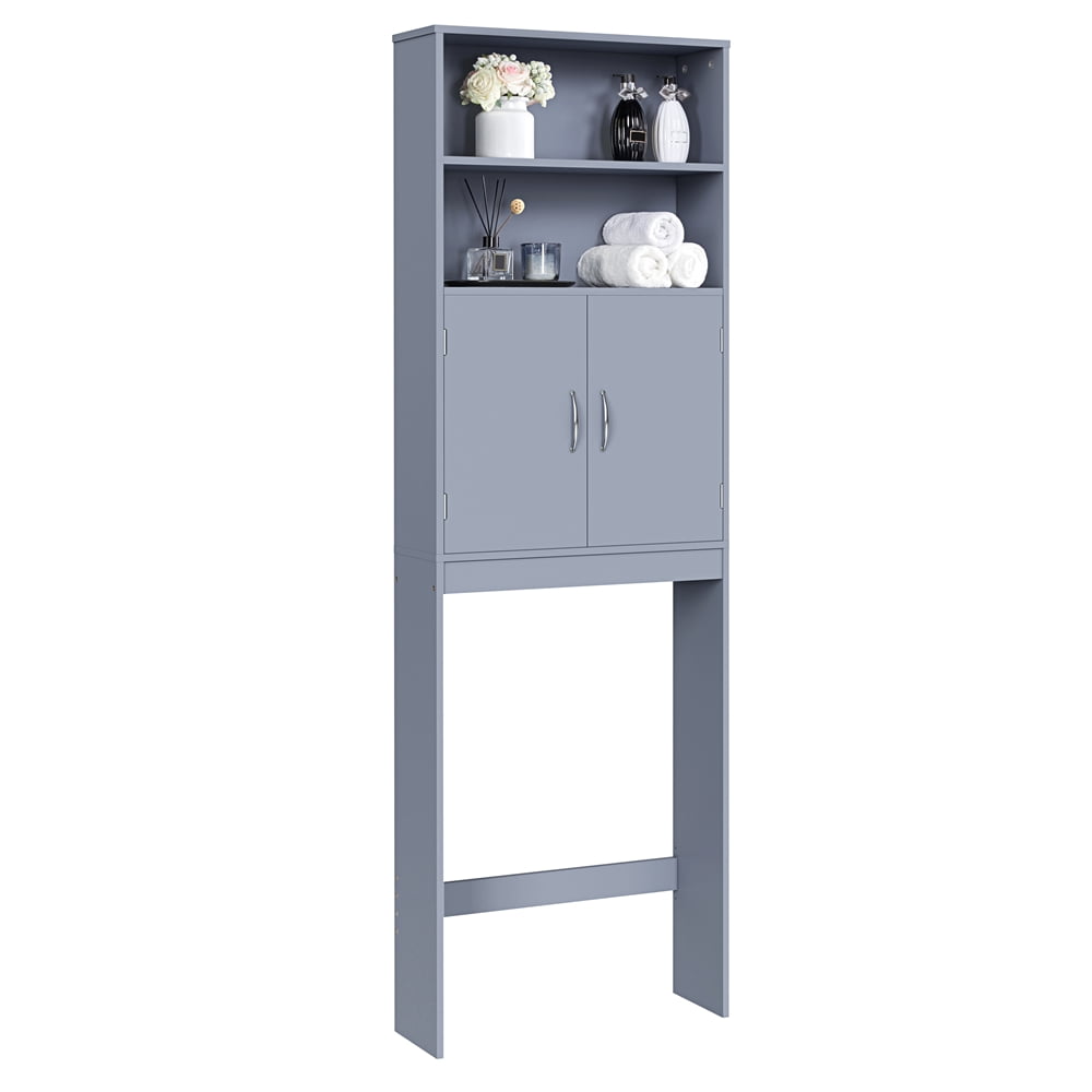 Alden Design Wooden Over Toilet Storage Cabinet with Shelves for Bathroom, Gray