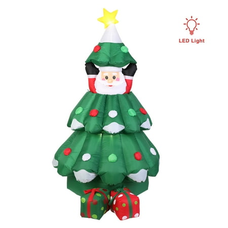 6ft Height Inflatable Led Lighted Christmas Tree With Pop Up Santa