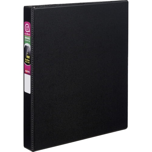 Avery Durable Binder - DuraHinge 1' Binder Capacity - Letter - 8 1/2' x 11' Sheet Size - 220 Sheet Capacity - 3 x Slant D-Ring Fastener(s) - 2 Internal Pocket(s) - Black - 1.13 lb - Recycled - Gap-f