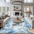 Sea Turtle Large Area Rugs 6x9 ft Coastal Jellyfish Shell Eucalyptus ...