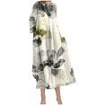 thumbnail image 2 of Abomasnow Fall Dresses for Women 2025, Plus Size Casual 3/4 Sleeve Dress Boho Floral Print Loose Crewneck Swing Patchwork Cocktail Midi Dresses with Pockets, 2 of 6