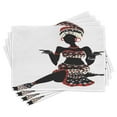 thumbnail image 1 of Ambesonne African Place Mats Set of 4, Dress Lady, Standard Size, Charcoal Grey Vermilion, 1 of 6