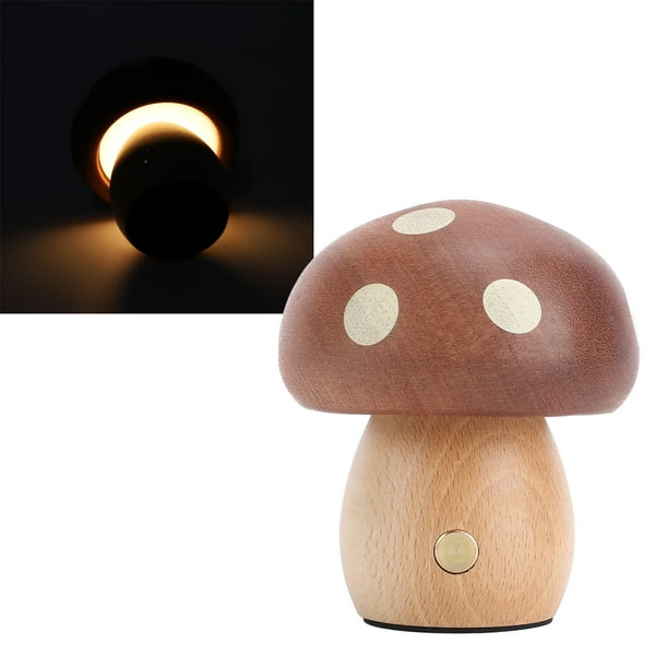 Lámpara De Noche, Lámpara De Mesa USB Recargable Decorativa Madera De ébano Atenuación Continua Luz Cálida Para Dormitorio