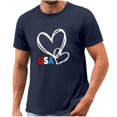 thumbnail image 5 of Tnhcen Men's Regular Fit Patriot Summer Shirts USA Flag Heart Print 4th of July Graphic Festival T-Shirt ​ S-3XL, 5 of 5