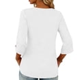 thumbnail image 7 of Miluxas Women's Spring/Summer Fashion Sweatshirts Loose 3/4 Sleeve Buttoned V-Neck Solid Color Casual Pullover Tops White, 7 of 7