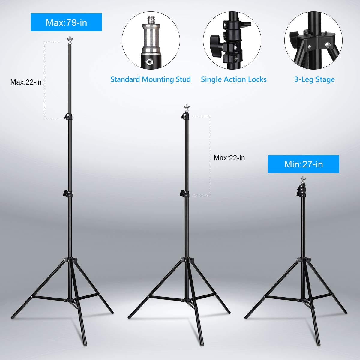 HPUSN Softbox Lighting Kit Continuous Equipment with 85W 5500K E27 Socket Light and 2 Reflectors 50 x 70 cm and 2 Bulbs Sand Bag Carr Background Support System Kit for Photography Studio with Clamp HPUSN Softbox Lighting Kit Continuous Equipment with 85W 5500K E27 Socket Light and 2 Reflectors 50 x 70 cm and 2 Bulbs Sand Bag Carr Background Support System Kit for Photography Studio with Clamp