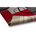 thumbnail image 4 of Well Woven Echo Shapes & Circles Red/Grey Modern Geometric Comfy Casual Hand Carved Area Rug 4x5 4x6 (3'11" x 5'3") Easy Clean Stain Fade Resistant Abstract Contemporary Thick Soft Plush Living Room, 4 of 7