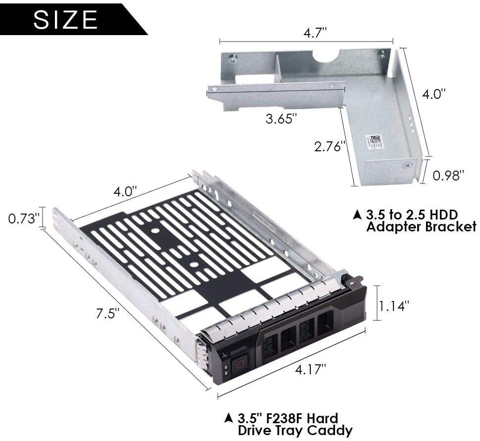 3.5" inch Hard Drive Tray Caddy w/2.5" Adapter For Dell POWEREDGE R430 R530 R730 