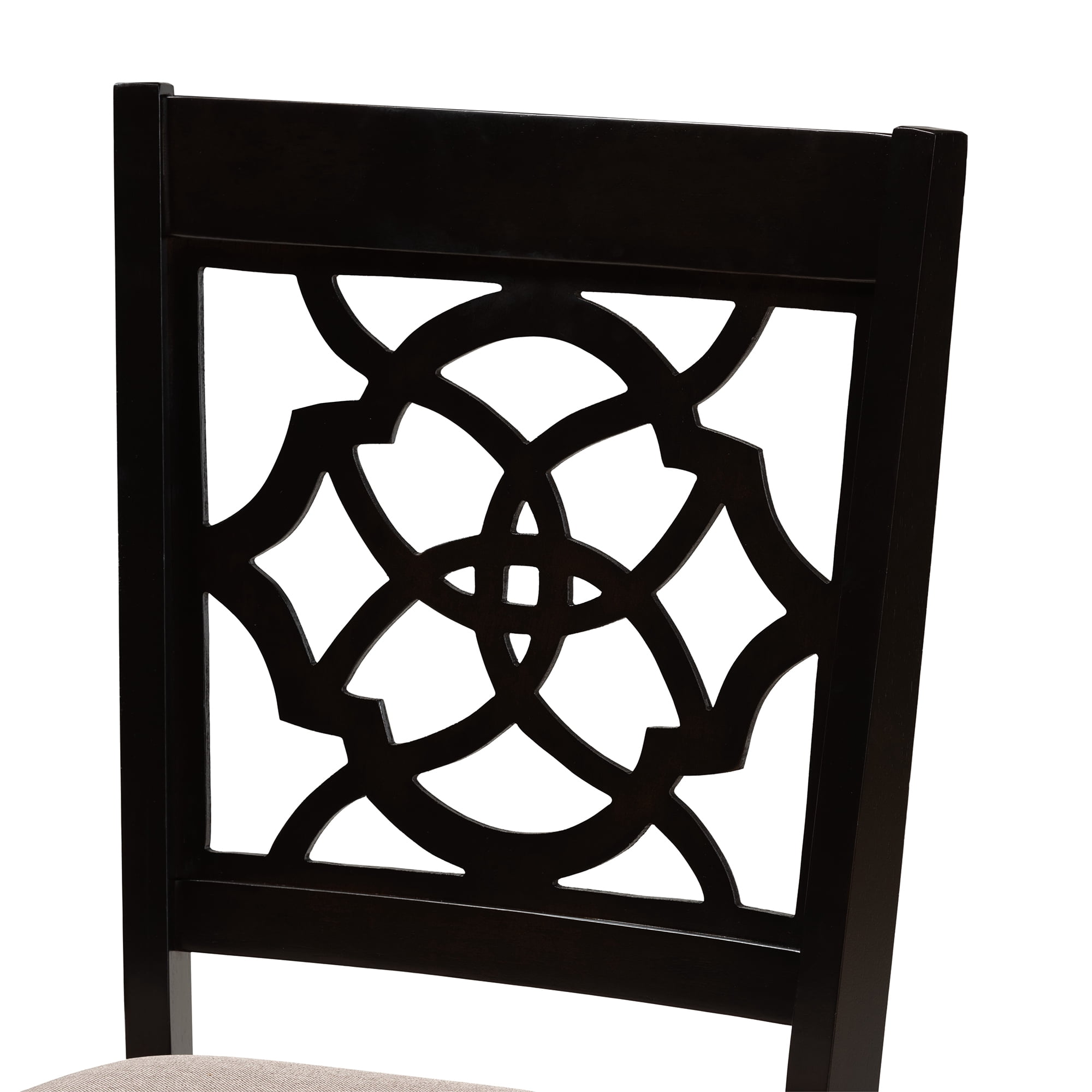 Baxton Studio Renaud Modern and Contemporary Sand Fabric Upholstered and Dark Brown Finished Wood 7-Piece Dining Set